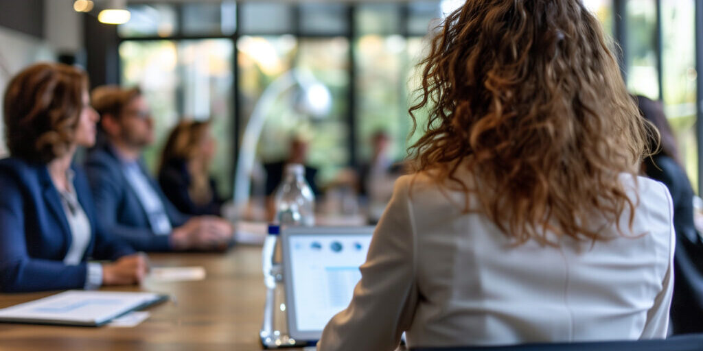 photo in a conference room filled with professionals, a tax advisor presents strategies for understanding deductions and credits, helping businesses optimize refunds and savings,